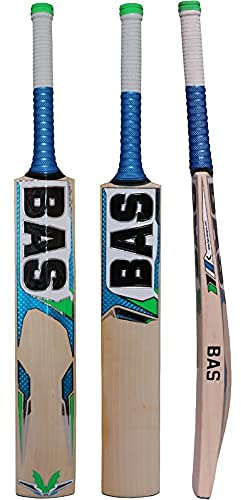 BAS Supreme English Willow Cricket BAT sport turneringsnivå internationell kvalitet full storlek för män – vuxen kort handtag fladdermus med gratis skydd