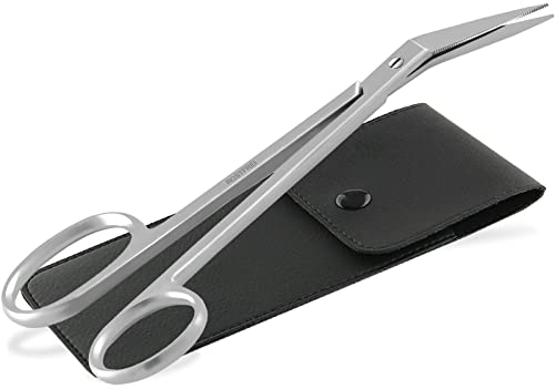 Lange Nagelschere Fußnagelschere für Senioren aus Edelstahl - Nagelschneider Schere mit Mikrozahnung im Etui als Fußpflege Set - Eine alternative für Nagelzangen