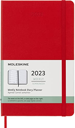 Moleskine Wochenplaner 2023, 12-Monats-Wochenkalender, Wochenplaner und Notizbuch, Hardcover, Großformat 13 x 21 cm, Farbe Scharlachrot, 144 Seiten