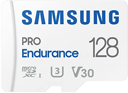 Samsung PRO Endurance 128GB MicroSDXC Memory Card with Adapter for Dash Cam, Body Cam, and Security Camera – Class 10, U3, V30 (‎MB-MJ128KA/AM)