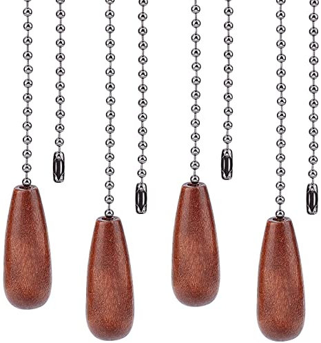 GORGECRAFT Lot de 4 chaînes de Traction pour Ventilateur de Plafond en Bois de Noyer avec Chaînes à Billes en Fer Bronze pour Chaîne de Ventilateur de Plafonnier (Marron Noix de Coco)