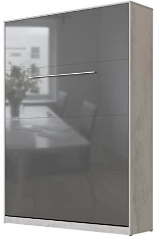 SMARTBett Schrankbett Standard 90x200 120x200 140x200 160x200 Bettschrank Wandbett Beton/Anthrazit Hochglanz 140 Vertikal