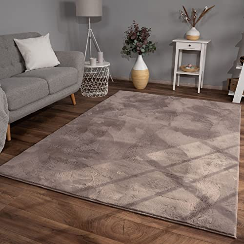 TT Home Alfombra De Pelo Largo Suave Monocromo Moderna, Color:Beige Taupe, tamaño:80x150 cm
