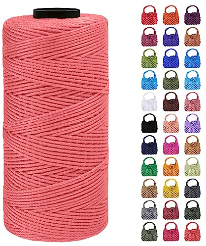 LEREATI Cordino per Borse Uncinetto Filo Macrame 1.5mm x 200m Macrame Corda Colorata, Cordoncino per Borse a Uncinetto, Fai da Te, Arazzo da Parete (Rosa carne)
