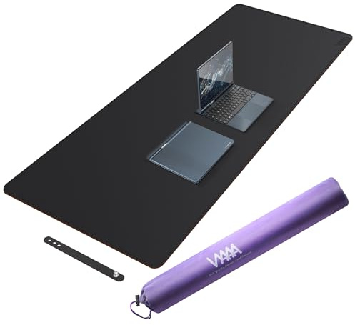 VYAAA Schreibtischunterlage Leder, 160 x 60 cm Tischunterlage，Rutschfest Mauspad, Laptop-Schreibunterlage für Büro und Zuhause (Schwarz)