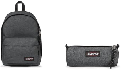 EASTPAK Out of Office Sac à dos, 44 cm, 27 L, Jean Noir & Benchmark Single Trousse, 21 cm, Gris (Black Denim)