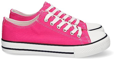 Zapatilla Plana de Mujer, Comoda, con Material de Lona, Estilo Bamba Casual, y Cierre de Cordones
