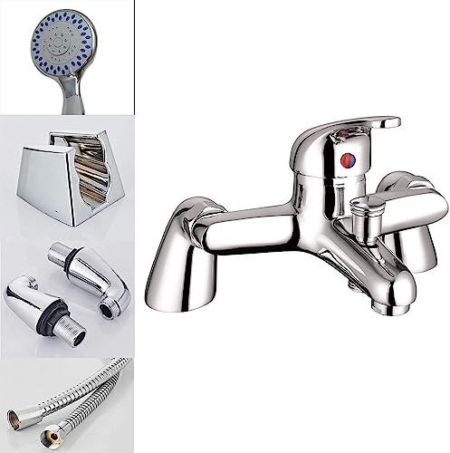 Thermostatic Bath Shower Mixer Bath Mixer Taps with Shower, Handheld Shower Mixer Tap, Bath Shower Mixer Taps with Shower Attachment, 1/4 Turn Ceramic Disc Technology Tub Tap