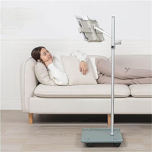 HACSYP Ipad-Bodenständer, freihändiges Lesen fürs Bett, Leseregal for Stehen, Laptop-Bodenständer mit Rollen, for Lesen von Büchern, Notenständer (Size : No lamp)