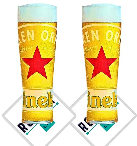 RoxleyLtd Roxley Heineken Red Star X2 Pint Glasses | 56cl Heineken Glasses