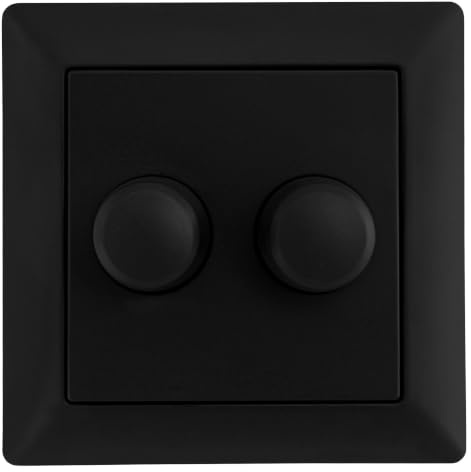 Ledvion Abdeckung Doppeldimmer Schalter schwarz Abdeckrahmen | Für stufenlose Lichtsteuerung zuhause wenn passende dimmbare LED-Lampen verwendet werden