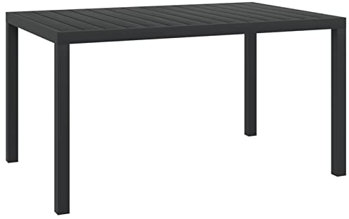 ADWOA Garten-Esstisch WPC Aluminium 150 x 90 x 74 cm Schwarz ESS Tisch Esstisch Landhausstil