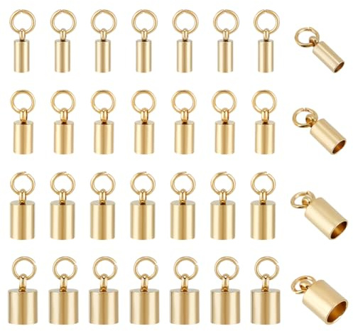 UNICRAFTALE 32 Stk 4 Stile Edelstahl Kordel Endkappen Säule Leder Kordelenden Schmuckherstellung Terminatoren Kordel Armband Halskette Für Schmuckherstellung