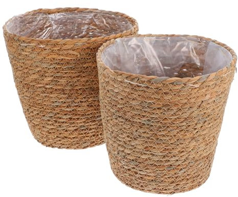 Kisangel Cesta de Algas Marinas Marrón para Maceta, 2 Piezas