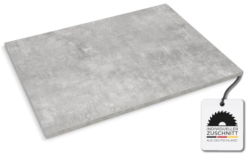 Hausfux Tischplatte nach Maß - 1,9 cm Starke Spanplatte, melaminbeschichtet, mit ABS-Kante - individueller Zuschnitt - Made in Germany (Bellato Grau, 120 x 80 cm)