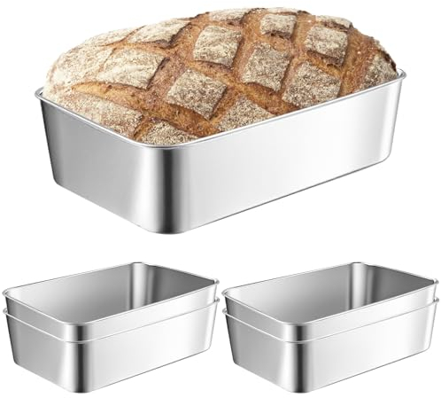 SUNOYA 5 Piezas Molde de Pan, Moldes para Pan, Molde Rectangular, Caja de Tostadas de Acero ai Carbono, Molde pan de Molde Antiadherente, Apto para Hacer pan, Tostadas y Pasteles