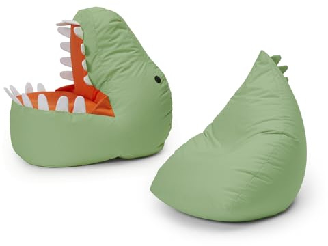Lumaland barnsittsäck set Dino, 2 delar. | Sittsäck för utomhus och inomhus | fåtölj BZW. Barnsoffa med fyllning, perfekt för barnrum | fåtölj: 1 x dino, 1 x monster