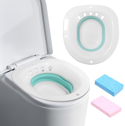 Bidet Portatile per WC, Bagno Sitz Pieghevoleper Sedile del, Vasca da Bagno per WC Porta una spugna per la pulizia per Emorroidi Cura Post-Parto Trattamento del Perineo Pulizia Detox