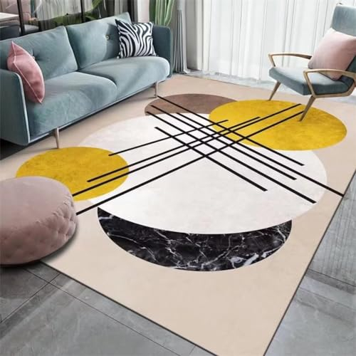 RUGMRZ Outdoor Teppich 170x240CM Ornament schallschutz Gelb Moderner gestreifter Restaurant-Staubteppich mädchen kinderzimmer