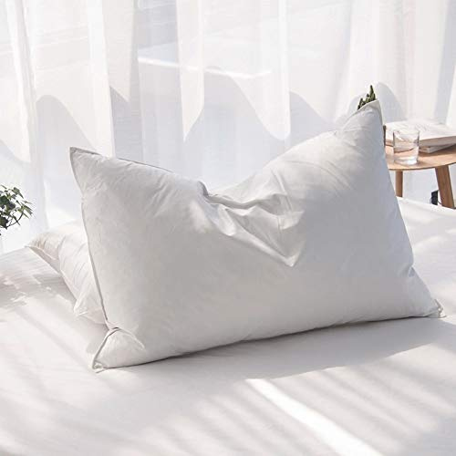 AIKOFUL Luxury Feathers Down Pillow Standard Size, Hotel Quality Fluffy Bed Pillow, Soft Pillow for Sleeping, Organic Cotton Cover(20x26”, Pack of 1)