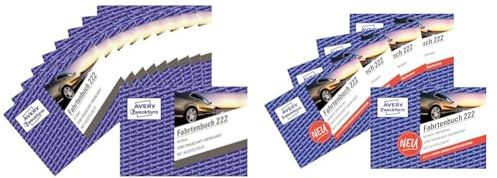 AVERY Zweckform 222-10 Fahrtenbuch & 222-5 Fahrtenbuch (für PKW, vom Finanzamt anerkannt, A6 quer, für Deutschland & Österreich zur Abgrenzung privater/geschäftlicher Fahrten) 5er-Pack