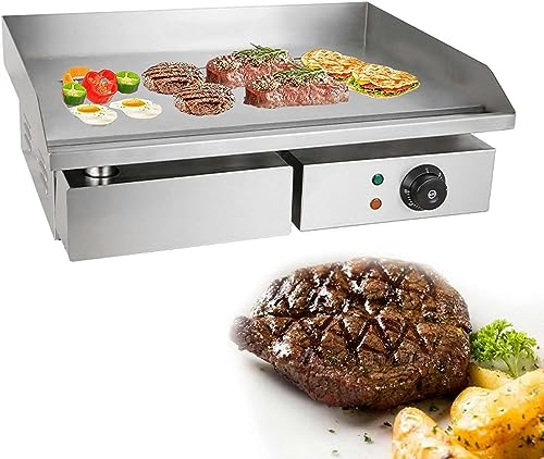TVSKWMRQ Plancha Eléctrica Plana Plana Encimera Barbacoa Parrilla Barbacoa Antiadherente De Acero Inoxidable, Eficiente Antiadherente Hamburguesa Tocino Cocina Barbacoa Encimera para Barb