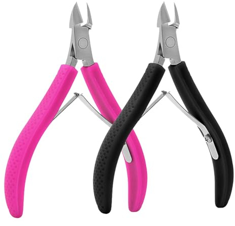 2Pcs Useful Cuticle Nippers Professional Stainless Steel Cuticle Trimmer Non Slip Cuticle Cutter Remover Comfortable Dead Skin Cuticle Trimmer for Fingernails and Toenails