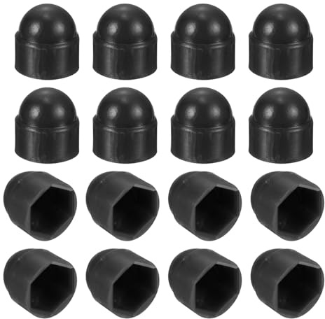 sourcing map Lot de 50 cache-écrous hexagonaux M4 en plastique noir pour vis hexagonales, boulons