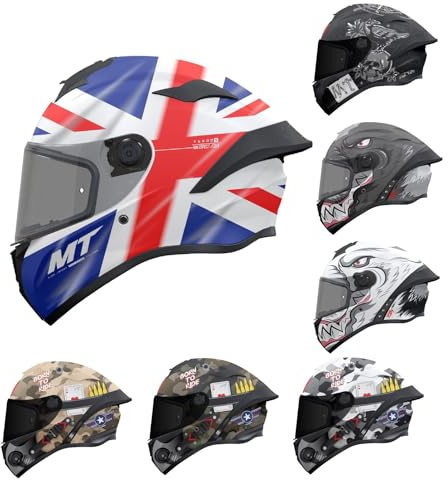 Motorcycle Full Face Helmet mt Targo S -Street Racing Touring Biker Rider Crash Sports Motorbike Helmets - Adult Men Women ECE 22.06 Approved Safety Helmet (Britain B15 Gloss Red White Blue,XS)