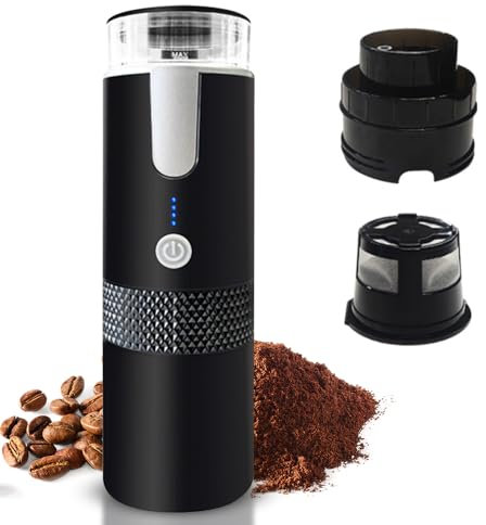 ERYUE piccola caffettiera,Macchina per caffè espresso elettrica portatile Mini macchina per caffè monodose da 6 once con tazza di caffè in polvere e contenitore per capsule Batteria ricaricabile da 12