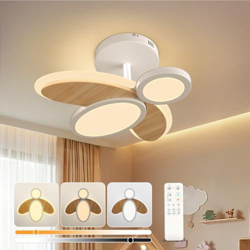 Kuwork Lampara Techo Infantil, Lampara Habitacion Techo 3000k-6000k Regulable Con Control Remoto y Funciones De Memoria，Lampara De Techo Infantil para Dormitorio, Estar Pasillo y SalóN, 42cm