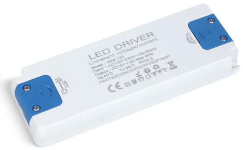SUCIKORIO Trasformatore LED 12V 60W 5A, Ultra Sottile Alimentatore LED Driver AC 220V a DC 12 Volt Trasformatori Adattatore LEDs a Tensione Costante Senza Sfarfallio per Striscia LEDs, Lampade