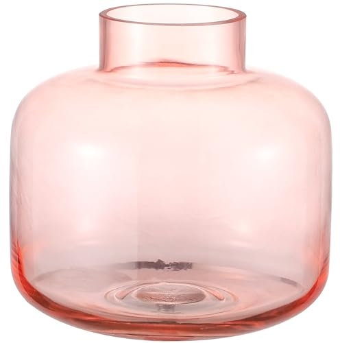 KAYLETIN Kurze Glasvase, rosa Vase für Blumen, kurze Blumenvasen für Tulpen, runde Glasvasen für Geburtstag, Hochzeit, Einweihung, Jahrestag, Verlobung, 15 cm