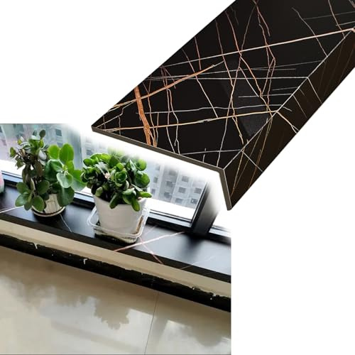 TYHAYJYK Window Sill Cover Black Gold Window Sill Trims for Plants, Outdoor & Indoor Waterproof Window Ledge Cover, Durable Windowsill Protector for Windows/Doors(90cm x 15cm (35 3/8 x 5 7/8))