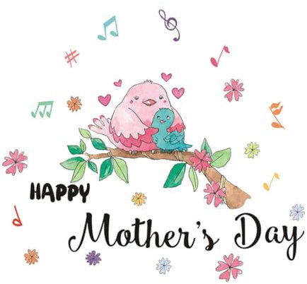 OSALADI Lovely Birds Sticker for Happy Mother's Day PVC Window Decal Mother's Day Decorative Wall Art Easy Peel and Stick