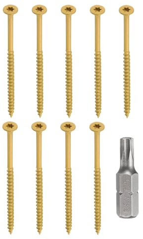 sourcing map 50pcs Deck Screws #10 x 4 Torx Exterior Wood Screws Rust Resistant Epoxy Coating Outdoor Decking Nails with T25 Star Drive Bit, for Decks Fences Machinery Ship