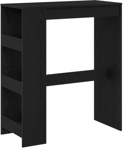 vidaXL Bartisch mit Regal Schwarz Eichen-Optik 90x40x103,5 cm, Stehtisch, Küchentisch, Thekentisch, Kneipentisch, Hochtisch, Barregal, Barmöbel