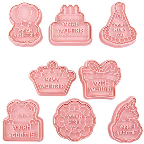 Lot de 8 tampons à biscuits robustes et portables pour biscuits d'anniversaire personnalisés