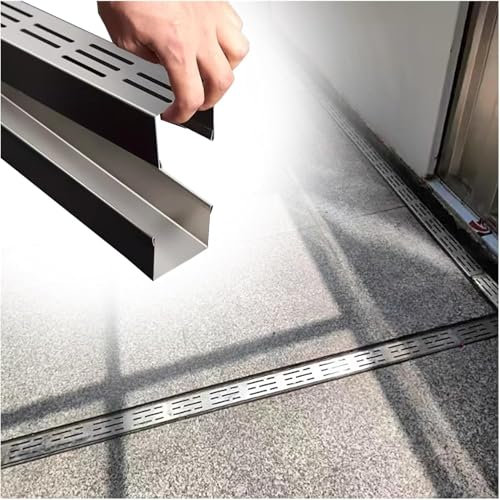 WDJBPSH Griglie di drenaggio Canale di Drenaggio Stretto per Il Ponte della Piscina, Basso Profilo Grondaia di Drenaggio per Balcone Traffico Cortile Garage Carrabile(Silver,7x3 cm)