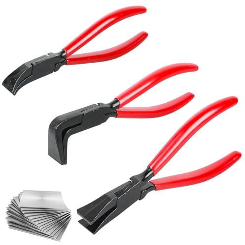 Set di 3 pinze piegate in lamiera, 0 – 45 – 90 gradi, mini pinze per lamiera, larghezza 22 mm, pinza piegatrice e pinza piegatrice per coperture e idraulici, maniglie antiscivolo per piegare lamiere