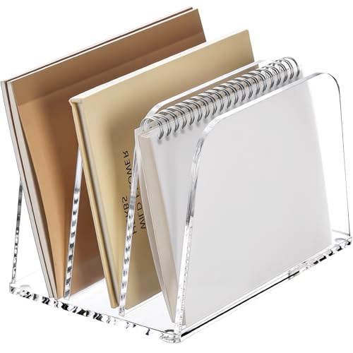 SANRUI Briefständer Acryl Postablage, Transparent Schreibtisch Organizer (3 Fächer) - Vertikale Briefablage für Post, Notizbücher & Tablets | Transparenter Lidschatten Organizer & Sortierer (Klar)