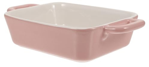 FONDOTIN Bandeja para Horno Microondas Rosa Utensilios de Barro Delicados Fuente Rectangular para Hornear Saludable y Resistente Altas Temperaturas
