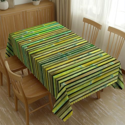 LORCARVIS Bamboo Texture Tablecloths Green Bamboo Print Polyester Rectangle Table Cloth Washable Seasonal Tabletop for Kitchen Dinning Party Outdoor Picnic 54 x 72 Inch Tablecloths