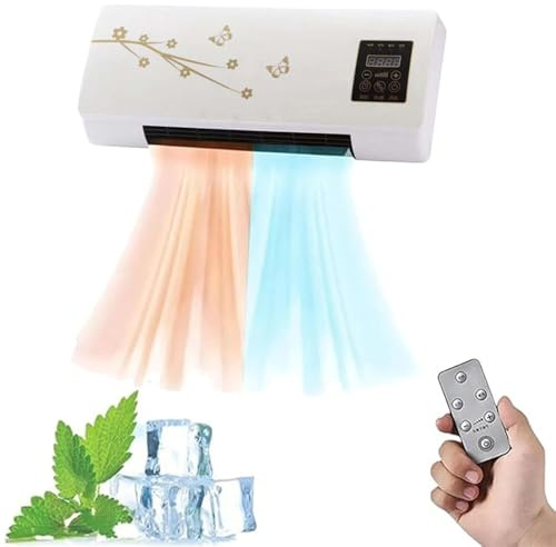Aires acondicionados portátiles sin conductos, con viento natural rápido y calefacción, 2000 W, silencioso, con control remoto, tendedero de pared for baño y oficina.(B)