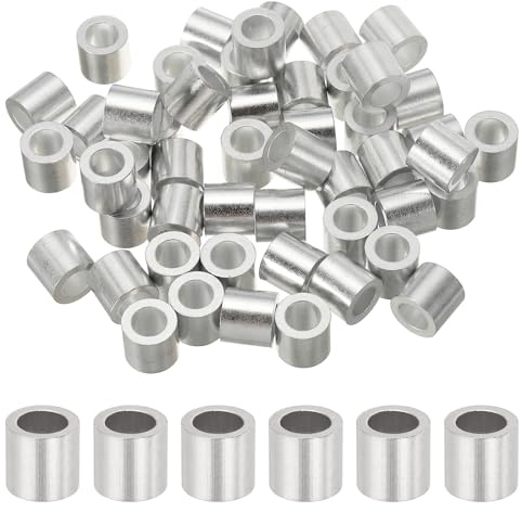 QUARKZMAN 10,8mm Lange Seilklemmen 6,8mm Innendurch Silber 50 Stück | Runde Crimphülsen Aluminium Hülsen 10,8mm Außendurch. für 6mm Durch. Drahtseil Kabel Expanderseil Planenseil Gummiseil