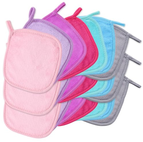 VEGCOO Waschbare Abschminktücher, 21 Stück Make-up-Entferner-Tücher,Wiederverwendbare Abschminkpads aus Flanell, Sanfte Waschlappen Gesicht,Ideal bei empfindlicher Haut, für Reise & Alltag, 16x16 cm