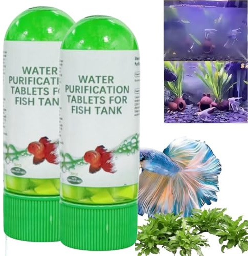 Powerful Water Pur-Ification Tablets,Algae Remover Fish Tank,Water Conditioner For Fish Tanks,Wa-Ter Feature Cleaner,Non Toxic And Fast Portable,For Removes Turbidity&Impurities,Improve Water Quality