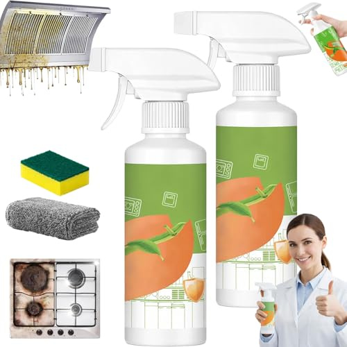 Electrolyzed Ion Kitchen Cleaner Spray, 300/600/900ml Kitchen Appliance Cleaner Spray, Multi Purpose Heavy OilCleaner Stain, Natural Formula Appliances, for Hold, Oven, Stove, Range Hood (2PCS)