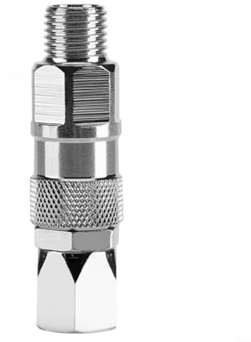 Zeroupshop Junta giratoria de 360° de acero inoxidable macho a hembra de 1/4 pulgadas para máquinas de pulverización sin aire, conector de manguera giratoria, antienredos, instalación compacta
