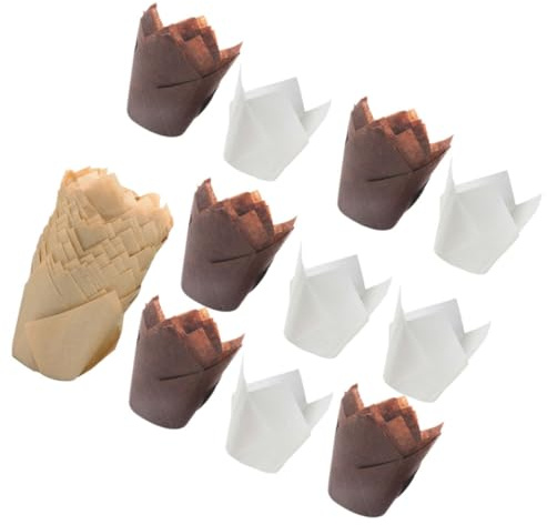 DOITOOL Pirottini per Cupcake a Forma di Tulipano in Carta Alimentare Resistente All’olio, Set da 200 Pezzi Rivestimenti per Muffin e Dessert, Adatti per Feste, Matrimoni e Confezioni